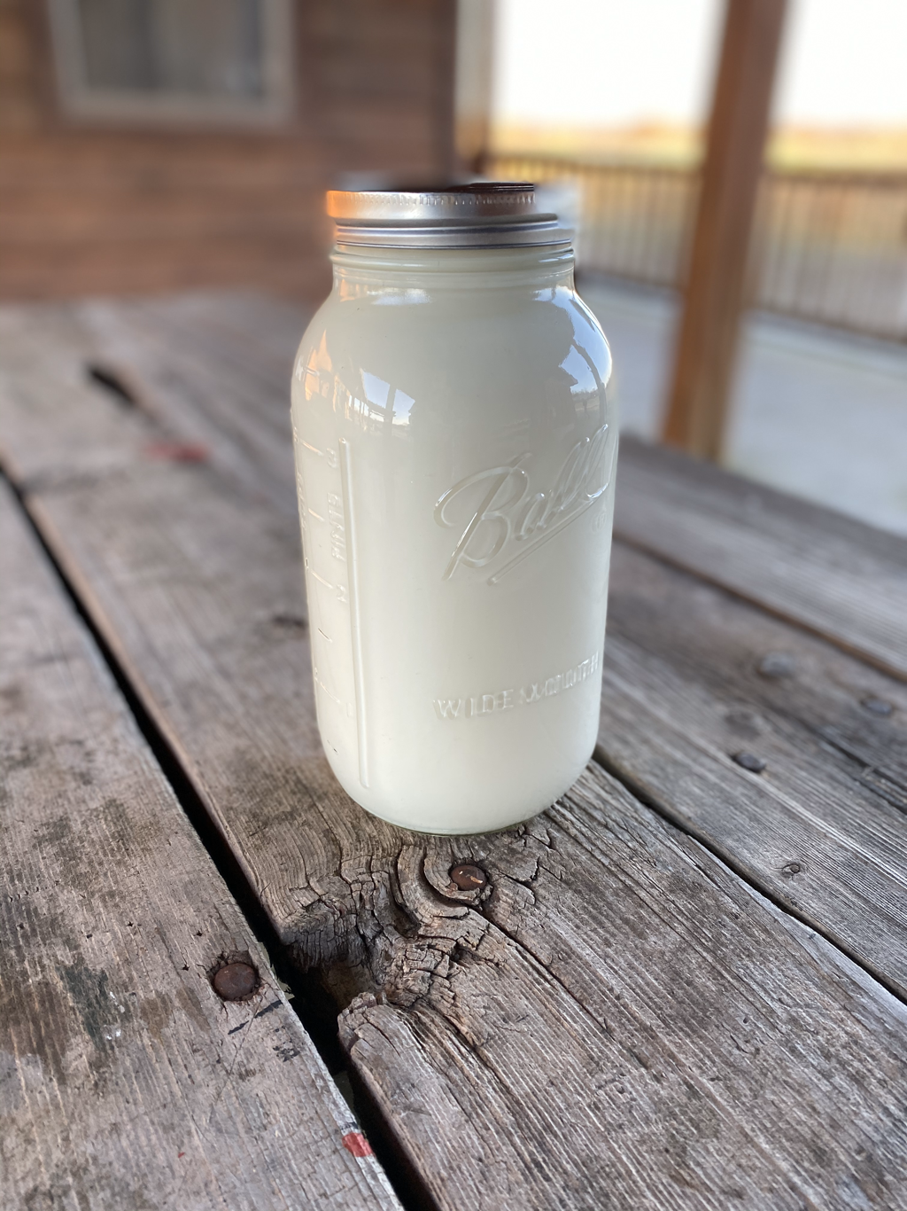 Fresh A2 raw milk in glass jar